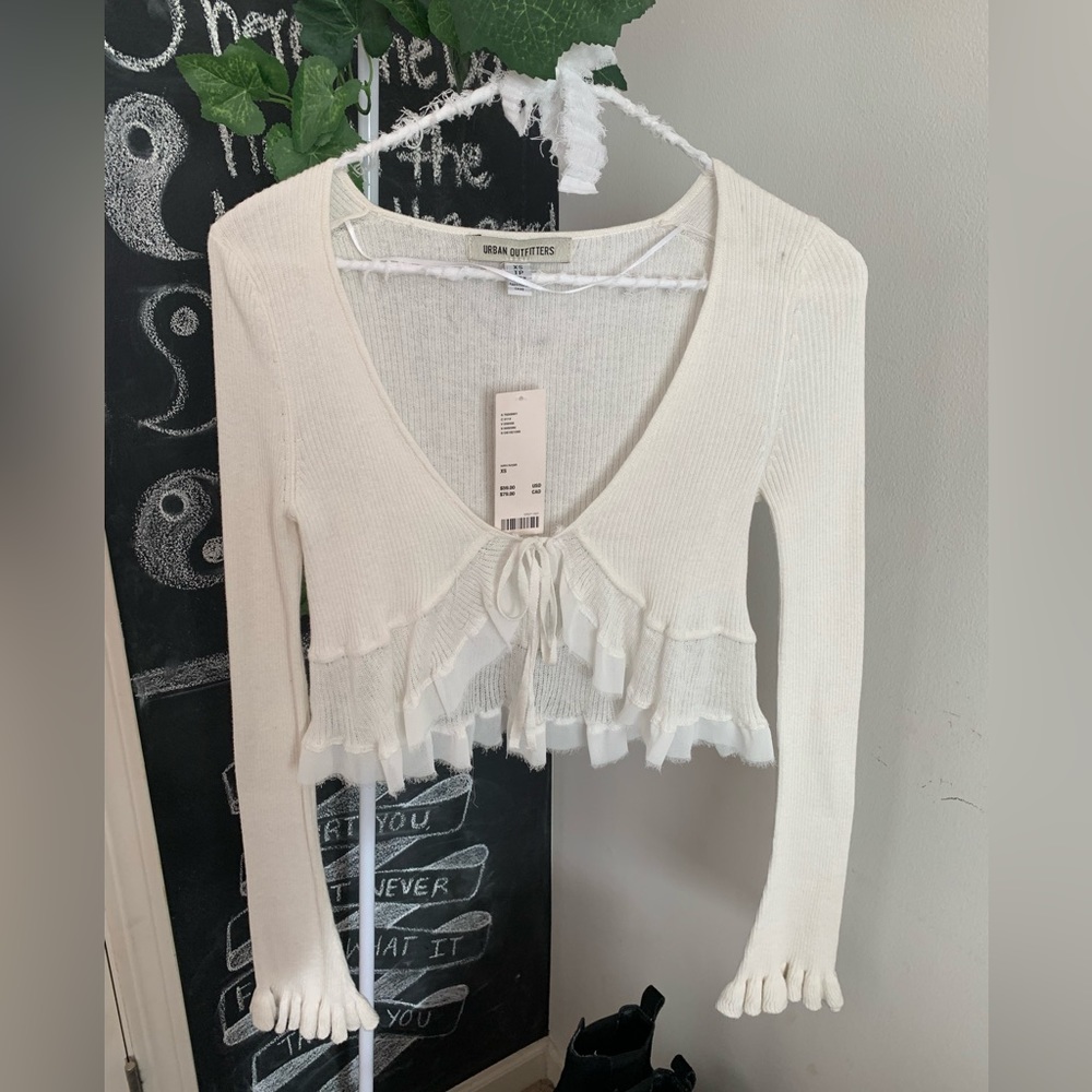 Urban outfitters white front tie cardigan. Size XS